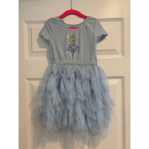 Disney Other - Disney Cinderella Tutu Costume Dress Light Blue Sparkle Leotard Dress Girls 5T